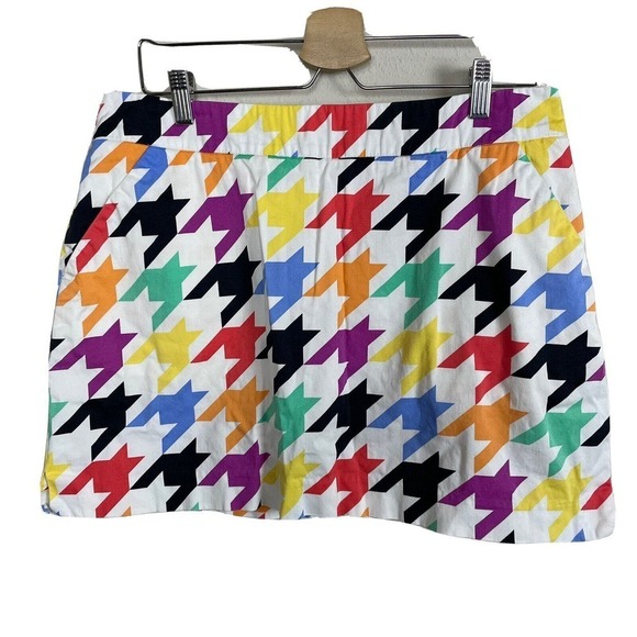 Loudmouth Ladies Golf Skirt White Colorful Houndstooth Skort Size‎ 10 - Picture 1 of 7